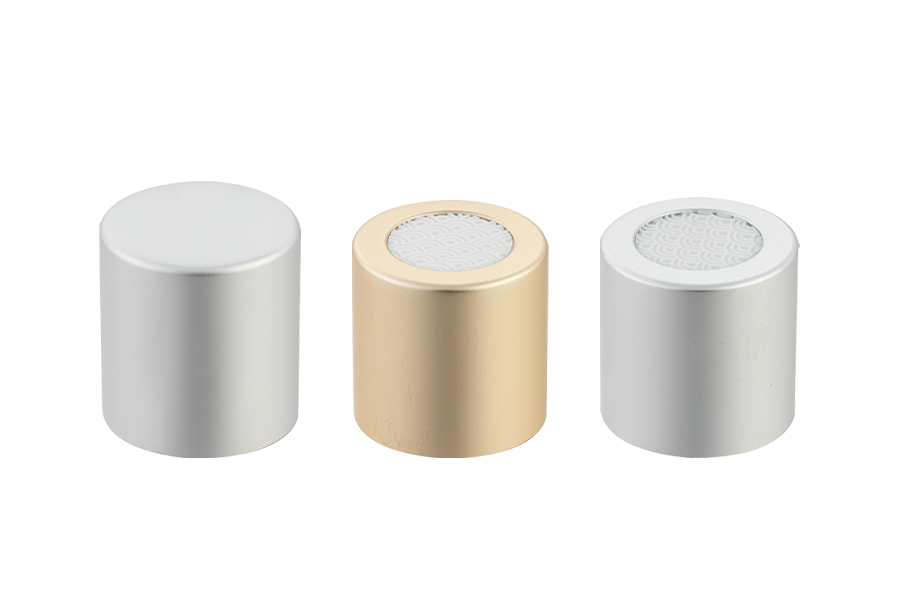 Couvercle de parfum à vis ronde en aluminium en plastique