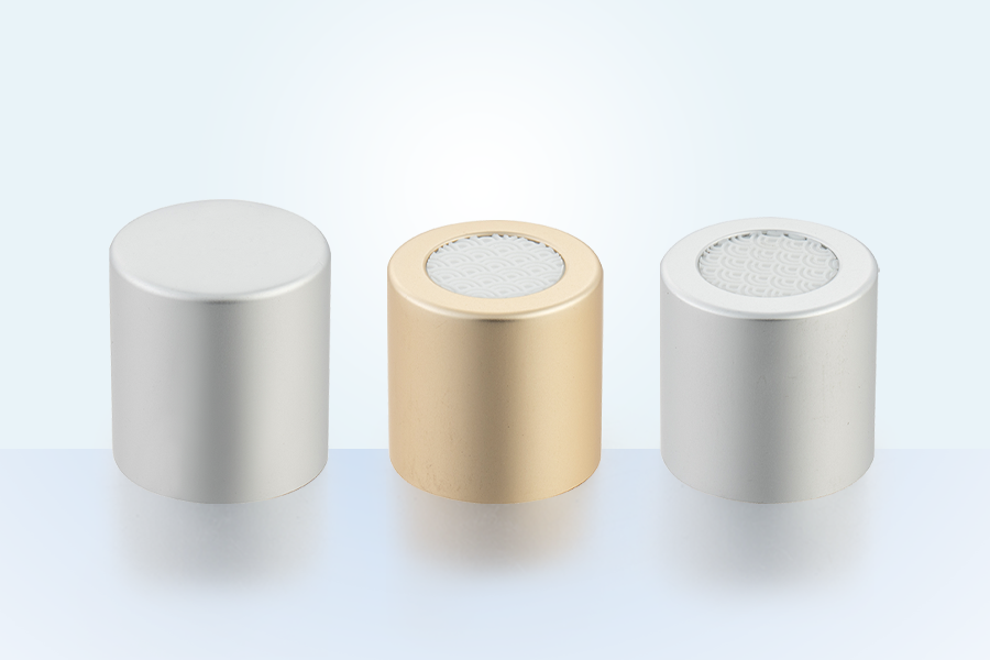 Couvercle de parfum à vis ronde en aluminium en plastique
